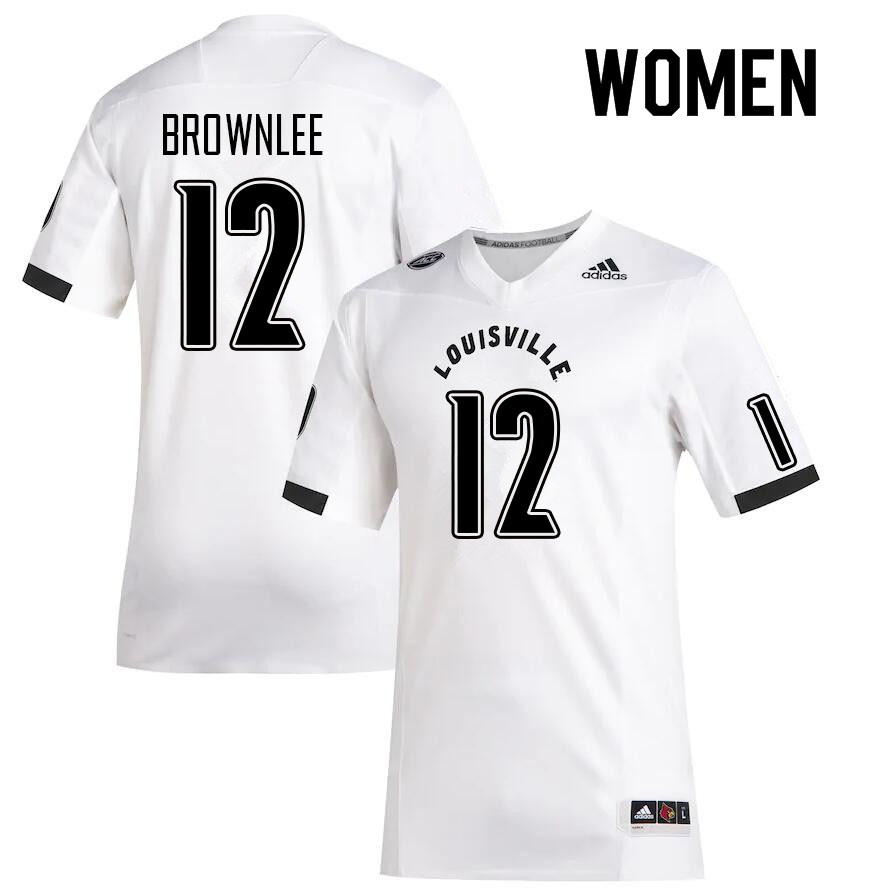 Women #12 Jarvis Brownlee Louisville Cardinals College Football Jerseys Sale-White - Click Image to Close